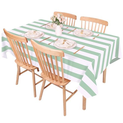 Kesfey Sage Green Striped Tablecloth Vertical Stripe Table Cover 3 Packs - color: Sage Green Verticall Striped