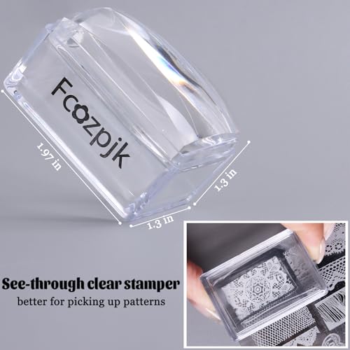 Fcozpjk French Tip Tool, 3PCS Clear Silicone Nail Art Stamper Scraper Kit - color: Square