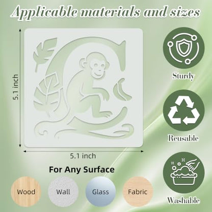 Letter Stencils for Crafts Reusable 36Pcs Number Stencils(5.1X5.1 in) - color: Animal Letter