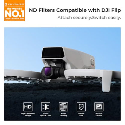 K&F CONCEPT Magnetic ND PL Filters Set Compatible with DJI Flip - style: CPL+ND8+ND16