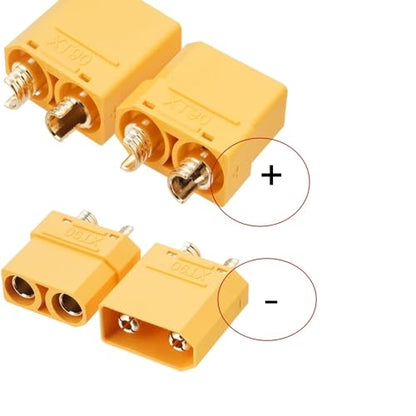 XT90 Connector Set with Solder Point Cover Caps (24pcs) - Upgraded Gold-Plated Copper for RC Vehicles and Electronics