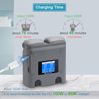 Multifunction LCD Dual Chargerfor DJI Air 3S 3 Battery