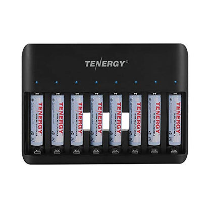 Tenergy TN477U 8-Bay Fast Charger for NiMH/NiCD AA AAA Rechargeable Batteries with 8pcs 1000mah AAA Rechargeable Batteries - size: 8AAA + Charger