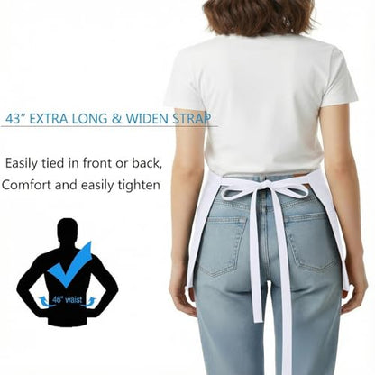 BOHARERS Waist Apron with 3 Pockets - White Waitress Waiter Server Short Apron - color: A-1 Pack White