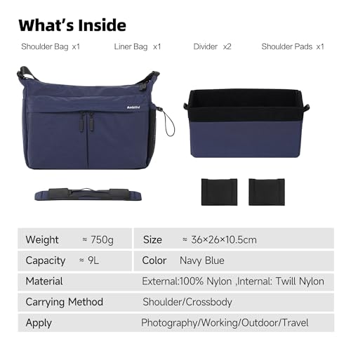 AMBITFUL Camera Messenger Bag for Photographers Shoulder bag,9L Blue - color: Blue