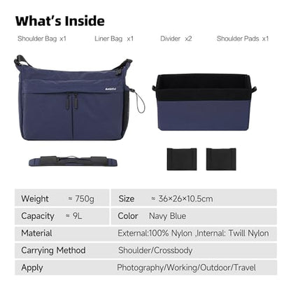 AMBITFUL Camera Messenger Bag for Photographers Shoulder bag,9L Blue - color: Blue