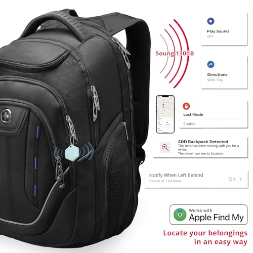 Swissdigital Design Large Travel Backpack For Men， TSA Business Laptop Backpack With Finder color random| J16BTBT013-01 - color: Black/Finder Keychain