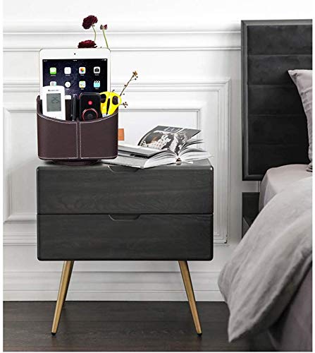 PU Leather 360° Rotatable Remote Control Holder,Nightstand TV Remote Caddy - color: A Brown