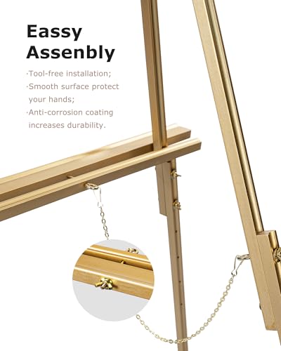 DJAR 63" Wooden Easel Stand for Sign, Adjustable Height, Gold - color: Gold, size: 1pc