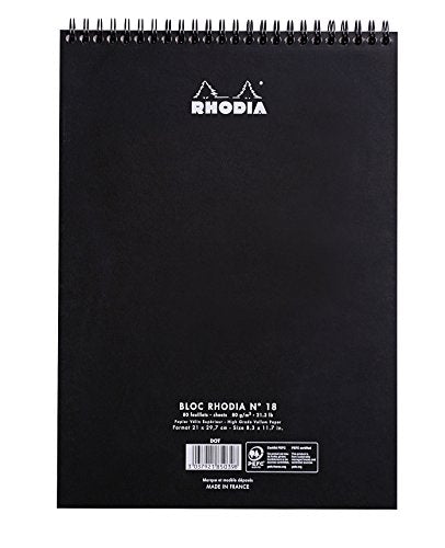 Rhodia Wirebound Notepad, A4, Dot - Black (185039C) - color: Black, size: A4, style: Dot