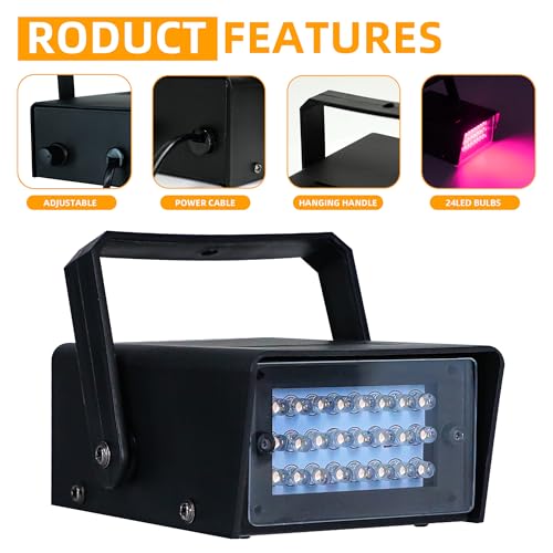 ENUOLI Mini LED Strobe Light Pink Color 24 Super Bright LED Party Light - color: Pink