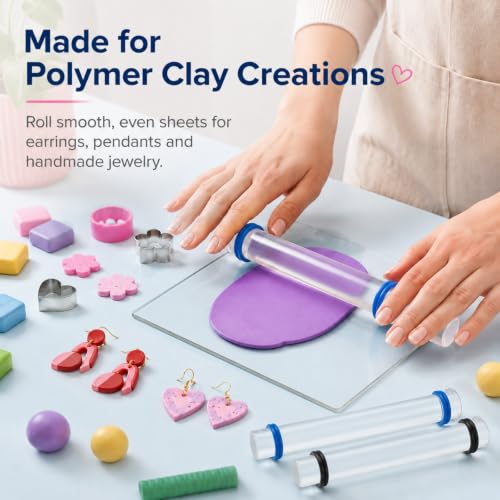 Diyoohomy Clay Rolling Pin Thickness Rings, Acrylic Roller Polymer Tools - color: Clear