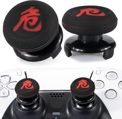 FPS Thumbstick Extender & Printing Rubber Silicone Grip Cover 2 Sets for PS5 & PS4 Controller (Danger of Kanji) - color: 10