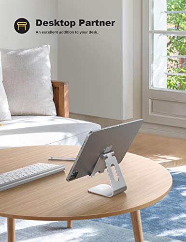 Lamicall Tablet Stand Holder for Desk - Adjustable Stand for 4-13" Tablets - color: Silver