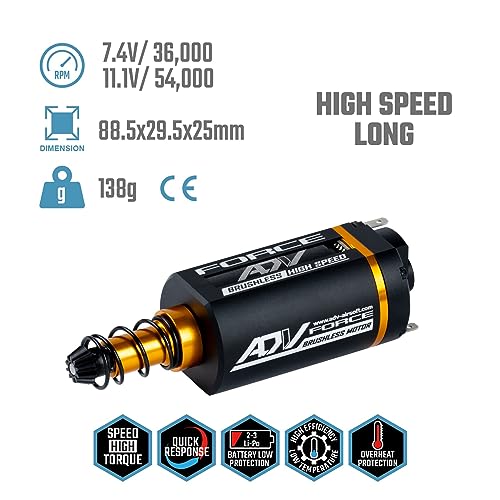 Brushless Motor for AEG, CNC Motor for 7.4V-11.1V LiPo (High Speed, Long) - size: Long, style: High Speed