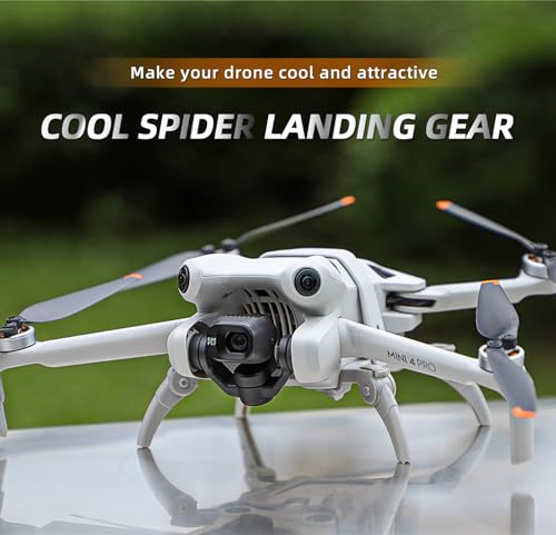 BTG Spider Landing Gear for DJI Mini 4 Pro Drone Accessories Parts Landing Legs Extensions (Grey+Orange)