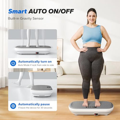 Merach CV40 Curved Vibration Plate Exercise Machine with 440lbs Capacity - color: White