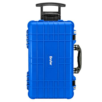 Eylar 22" Carry-On Travel Roller Gear, Camera, Drones, Tools, Equipment Hard Case Waterproof with Foam (Blue) - color: Blue