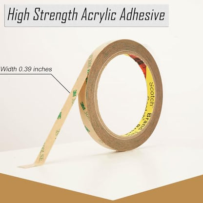 3M 300LSE Double Sided Tape Heavy Duty, 0.25" × 36 Ft Clear Ultra Thin High Strength Automotive Mounting, Waterproof for Car Trim, Mirror, Rv, LED Strips, Electronics Invisible Bonding (0.25" × 36 Ft) - size: 0.25" × 36 Ft
