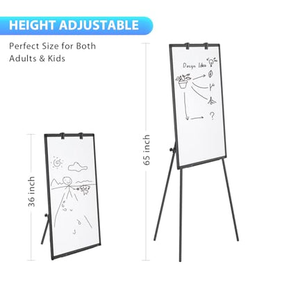 Maxtek Easel Whiteboard 36 x 24, Stand Tripod with Height Adjustable, Black - style: 36x24 Black