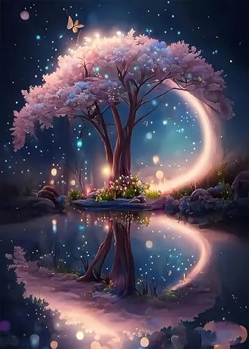 Diamond Art Kits for Adults, Tree of Life Diamond Painting Kits for Adults - color: Pink tree
