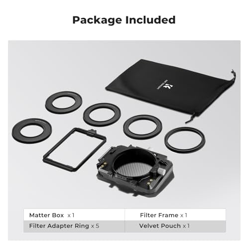 K&F CONCEPT Matte Box with Carbon Fiber Top Flag, with 5pcs Adapter Rings
