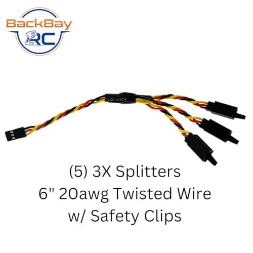 BackBayRC - 6in 20awg Universal Servo 3X Splitter - 5 Pack - style: 6in 3X Servo Splitter