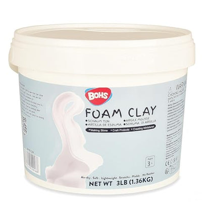 BOHS Foam Clay Pro, White Air Dry Modeling Clay, 3 lb Bucket