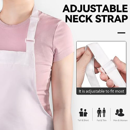 NLUS 2 Pack White Aprons with 2 Pockets for Women Men Kitchen Aprons with Pockets, Chef Aprons for Baking BBQ Cooking - color: True White