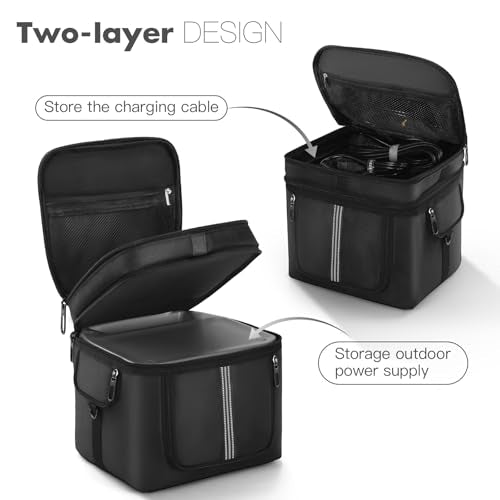 Portable Power Station Carrying Case Bag Compatible with ECOFLOW RIVER 2 Pro Power Station Generator Protective Shoulder Storage Bag Cover with Pocket for Outdoor Travel Camping Charging