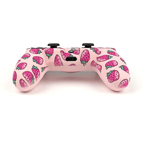 RALAN Pink Controller Skins for PS4,Fruit Silicone Controller Cover Skin Protector Compatible /PS4 Slim/PS4 Pro Controller with 2 Cute Thumb Grips Caps… - color: Pink