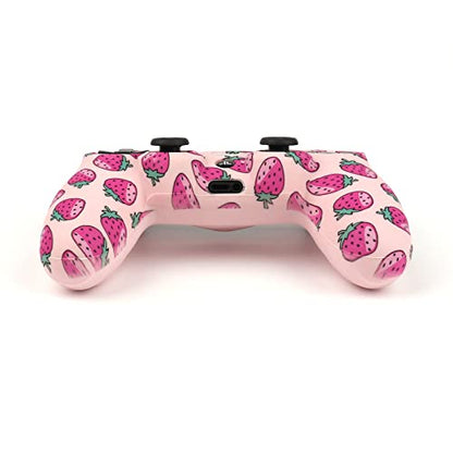 RALAN Pink Controller Skins for PS4,Fruit Silicone Controller Cover Skin Protector Compatible /PS4 Slim/PS4 Pro Controller with 2 Cute Thumb Grips Caps… - color: Pink