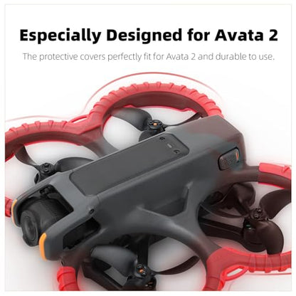 Propeller Guard Protector Accessories for DJI Avata 2, Prop Bumper Drone Anti-Collision Scratch-proof Protection,Fly Combo Protective Cover Ring(Red) - color: Red