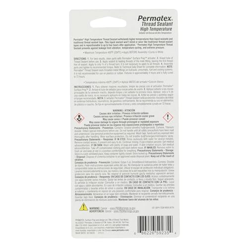 Permatex 59235 High Temperature Thread Sealant, 50 ml Tube - size: 50 ml, style: High Temperature Thread Sealant