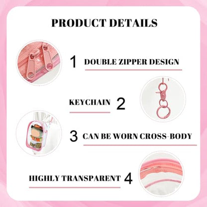 NZNDB Large Clear Figure Display Bag with Keychain Case Blind Box - color: Pink Standing