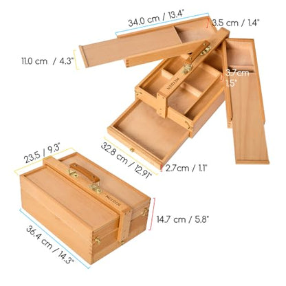 MEEDEN Portable Artist Supply Storage Box: Foldable Beech Wood Box - color: Natural