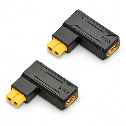 2 Pcs XT60 Drone Connector XT60 Male Plug to Male Plug Model Airplane Adapter for Drones,Lithium Batteries,Model Aircraft etc (90 Degree Male to Female)