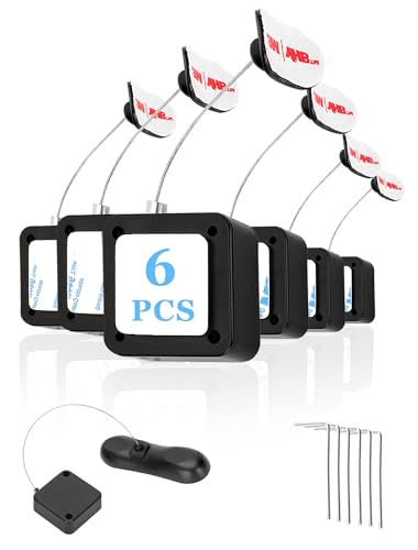 6Pack Remote Control Tether, 6.5 Ft Remote Control Leash, Retractable Safety Lock with Adjustable Lock Strap for TV Remotes, Game Controllers, and Tablets - Perfect for Showrooms - style: 6 pcs