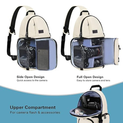 MOSISO Camera Sling Bag, Photography Shoulder Bag Compact Camera Backpack - color: Beige