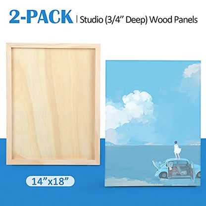 Falling in Art 2 Pack 14x18 Unfinished Birch Wood Panels Kit for Painting - size: 14*18 2-pack