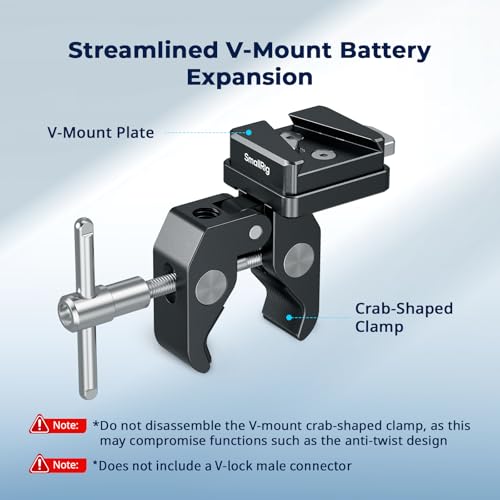 SMALLRIG V Mount Crab-Shaped Clamp for Batteries, 15-40mm Non-Slip Clamp