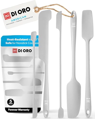 DI ORO Silicone Jar Spatula Set - 600F Heat Resistant, 5-Pc Stone - color: Stone