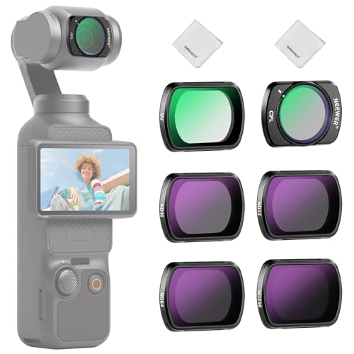 NEEWER Magnetic ND Filter Set Compatible with DJI Osmo Pocket 3 / Pocket 4 / Xtra Muse, 6 Pack ND16 ND32 ND64 ND256 CPL UV Lens Filter Accessories Kit - style: 6 Pack ND+CPL+UV w/Cleaning Cloth