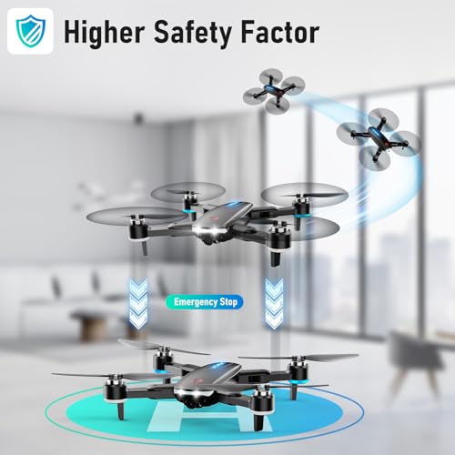 Drone with Camera, Mini Drone for Kids with 1080P HD FPV Camera, Brushless Motor, One Key Take Off/Land, Altitude Hold, 360°Flip, Waypoint Fly, Gestures Selfie, 3 Speed, 2 Battery, Toys for Beginners