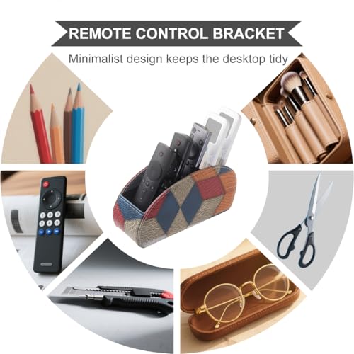 Remote Control Holder with 5 Compartments, PU Leather Remote Holder Compatible with Fire TV Remotes, Media Player Remotes, Heater Controllers, and Air Conditioner Remote Controls(Lattice Pattern) - color: Lattice Pattern