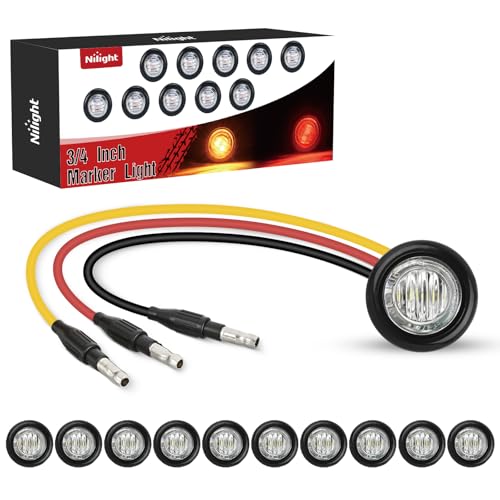 Nilight 3/4 Inch Dual Color Marker Light Amber Turn Red Clearance Lights - color: Amber Red 10Pcs