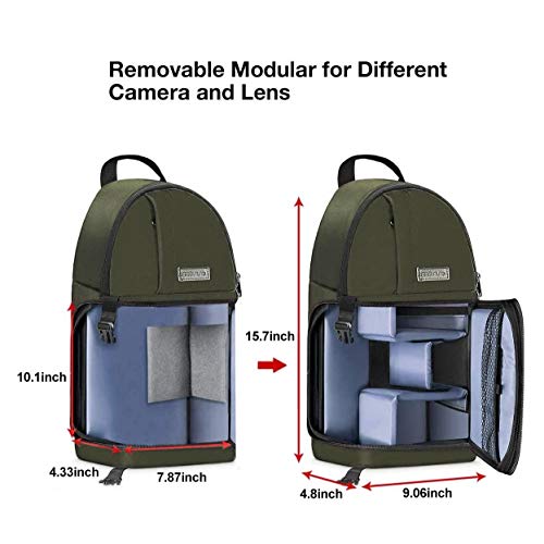 MOSISO Camera Sling Bag, Photography Shoulder Bag Compact Camera Backpack - color: Army Green