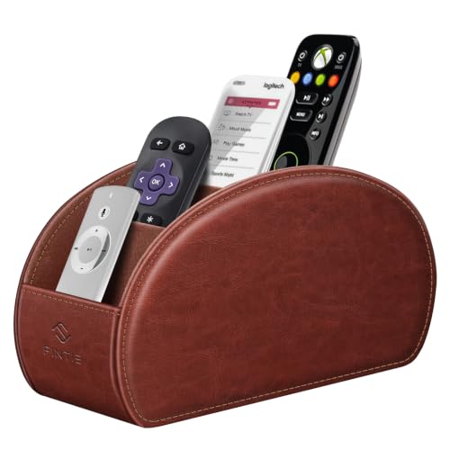 FINTIE Remote Control Holder with 5 Compartments Vegan Leather - color: Vintage Brown