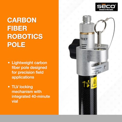 SECO 5129‑52 Carbon Fiber One Section Robotics Prism Pole - 10ths Grad