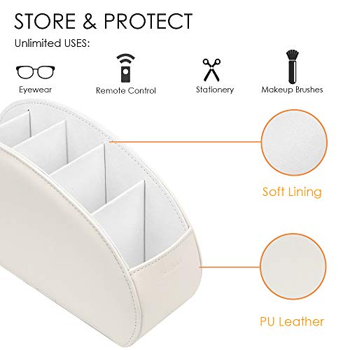 SITHON Remote Control Holder with 5 Compartments - color: Beige, size: Small